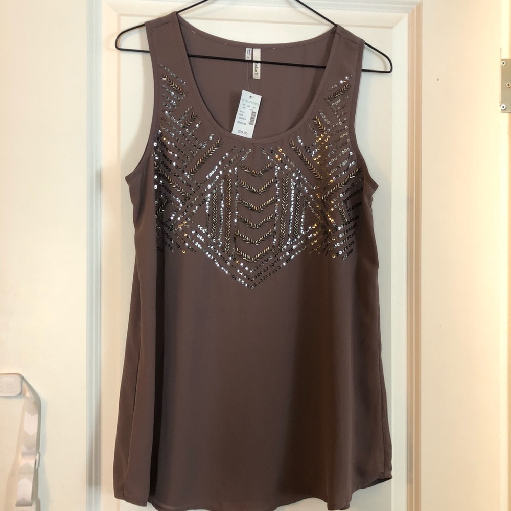 Dressy light weight tank with beads and sequins